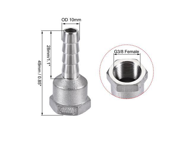 304 Stainless Steel Hose Barb Fitting Coupler, 10mm Barb x G3/8 Female Thread Pipe Adapter
