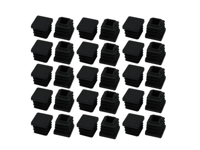 30pcs Furniture Legs Protector Plastic Square Tube Inserts Cap Black 15mm x 15mm