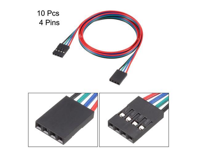 Jumper Wire 4 Pins Female To Female 70cm Length 2.54mm Terminal Ribbon Cables Multicolor 10pcs