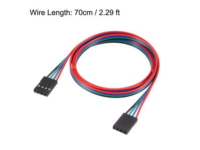 Jumper Wire 4 Pins Female To Female 70cm Length 2.54mm Terminal Ribbon Cables Multicolor 10pcs
