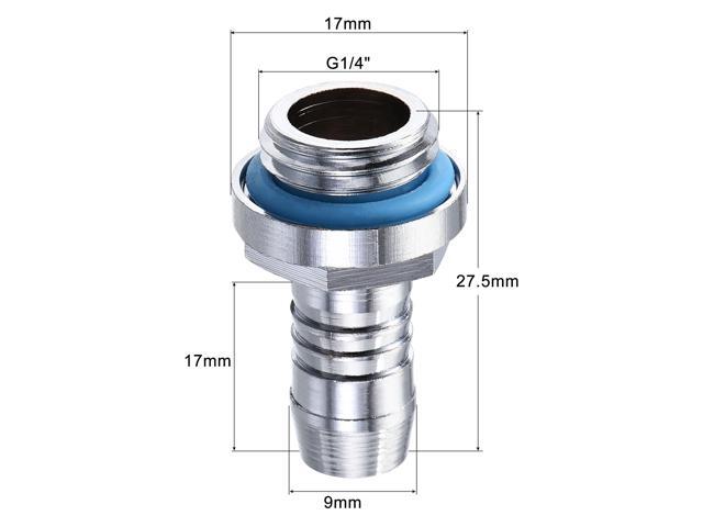 Brass Hose Fitting G1/4 Thread with OD 9mm Nozzle for PC Water Cooling System 4pcs
