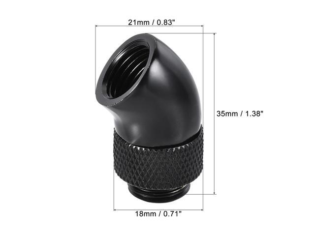 Male to Female Extender Fitting G1/4 x 30mm, 45° Rotary for Water Cooling System Black 2pcs