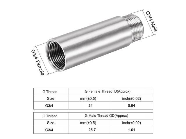 Shower Head Extension Arm Stainless Steel G3/4 Male to G3/4 Female Thread 100mm Length Cast Pipe Fitting Coupler