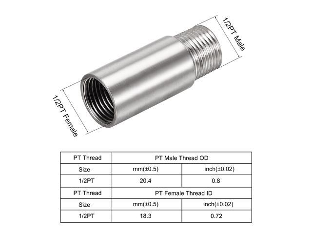 Shower Head Extension Arm Stainless Steel G1/2 Male to G1/2 Female Thread 60mm Length Cast Pipe Fitting Coupler