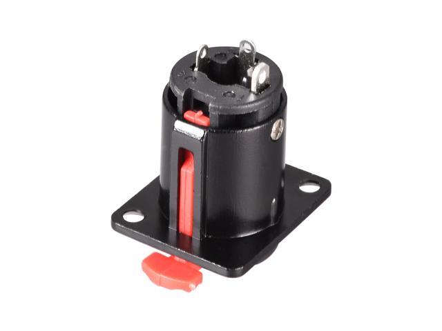 6.35mm 1/4 Inch Female Stereo TRS Audio Socket Jack Connector Panel/Chassis Mount - 6.35mm Stereo Socket Black 4pcs
