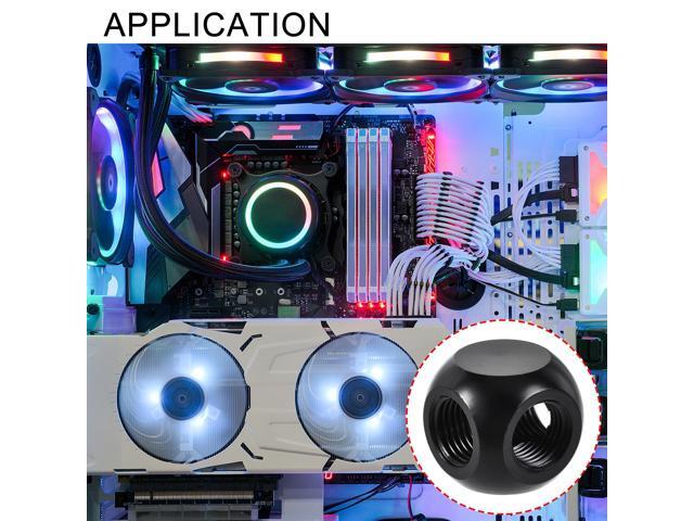G1/4 Splitter Fitting Female 3 Way for Computer Water Cooling System Black
