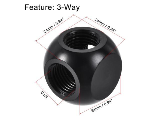 G1/4 Splitter Fitting Female 3 Way for Computer Water Cooling System Black