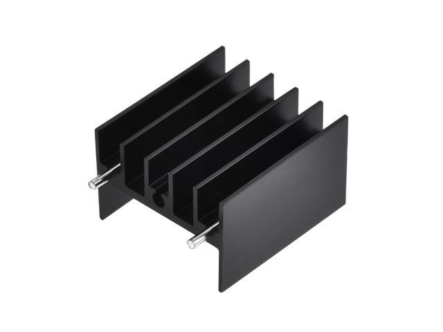 25mm x 23mm x 16mm TO-220 Aluminum Heatsink for Cooling MOSFET Transistor Diodes with 2 Support Pin Black 10pcs