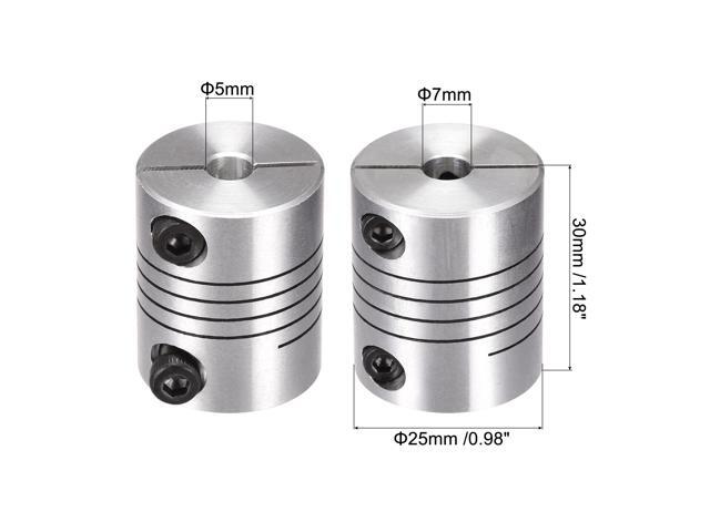 Motor Shaft 5mm to 7mm Helical Beam Coupler Coupling 25mm Dia 30mm Length