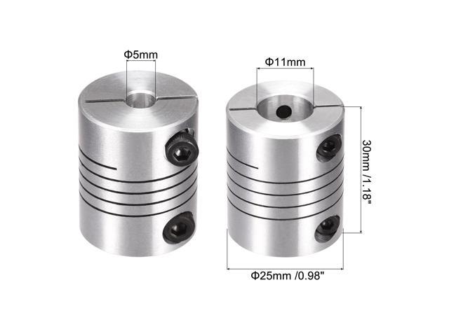 Motor Shaft 5mm to 11mm Helical Beam Coupler Coupling 25mm Dia 30mm Length