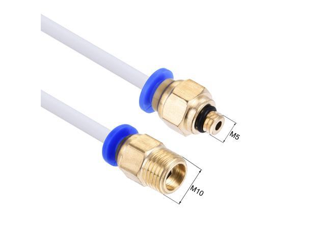 Pneumatic PTFE Air Tubing Kit Hose Air Line Tubing 4mm OD 4M White with M5 M10 Push to Connect Fittings