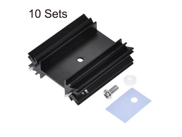 34mm x 25mm x 12mm TO-220 Aluminum Heatsink for Cooling Transistor Diodes with 2 Support Pin Black 10pcs