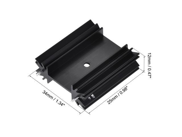 34mm x 25mm x 12mm TO-220 Aluminum Heatsink for Cooling Transistor Diodes with 2 Support Pin Black 10pcs