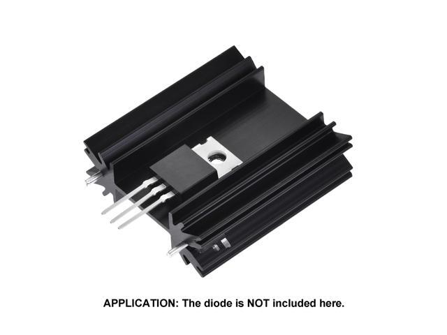 34mm x 25mm x 12mm TO-220 Aluminum Heatsink for Cooling Transistor Diodes with 2 Support Pin Black 10pcs