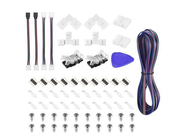 Photos - Chandelier / Lamp Unique Bargains 4 Pin 10mm RGB LED Connector Kit, Include 5M Extension Cable, Strip to Pow 
