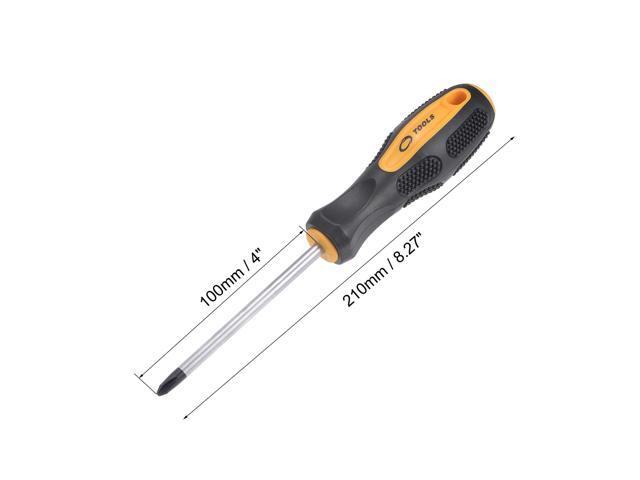 #2 Phillips / 7mm Slotted Magnetic Screwdriver Set, 4' S2 Steel Round Shaft Non-Slip Black+Yellow Handle
