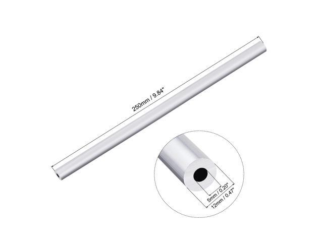 6063 Aluminum Round Tube 12mm OD 5mm Inner Dia 250mm Length Pipe Tubing