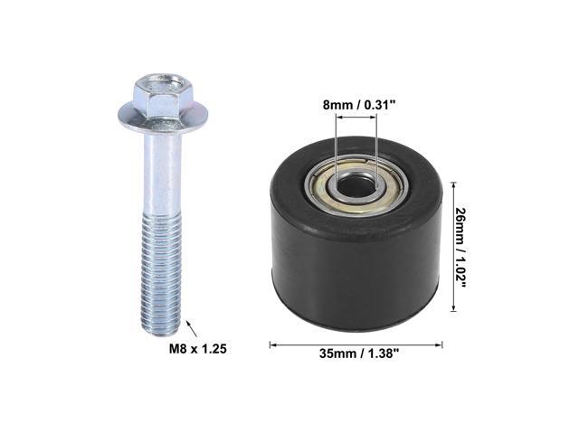 1 Set 8mm Motorcycle Chain Pulley Roller Slider Wheel Guide for Street Bike ATVs Black