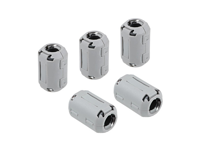 13mm Ferrite Cores Ring Clip-On RFI EMI Noise Suppression Filter Cable Clip, Grey 5pcs