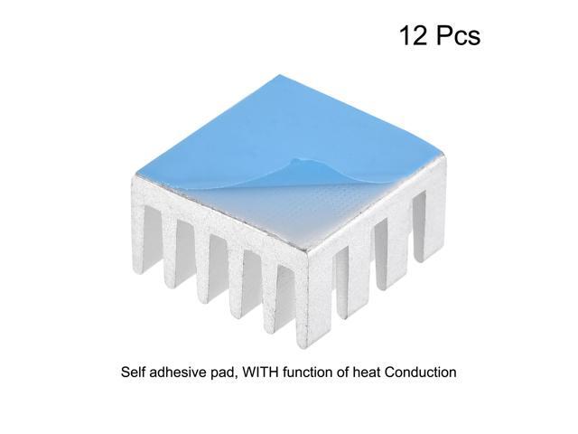 15x15x8mm Silver Tone Thermal Self Adhesive Aluminum Heatsink Electronic Radiators 12 Pcs