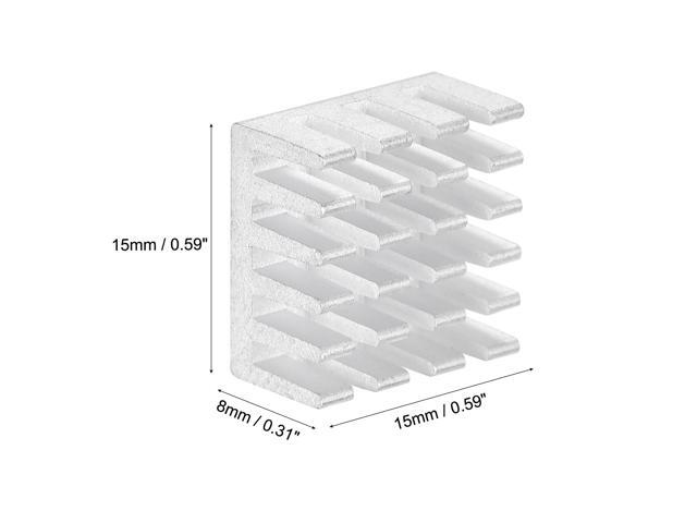 15x15x8mm Silver Tone Thermal Self Adhesive Aluminum Heatsink Electronic Radiators 12 Pcs