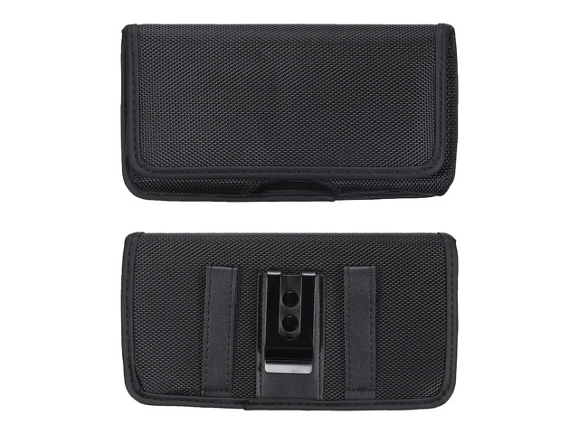 Phone Belt Holder Case for 6.9-7.2' Cell Phones, Horizontal Oxford Phone Belt Pouch for Men Women with Clip Loops, Black