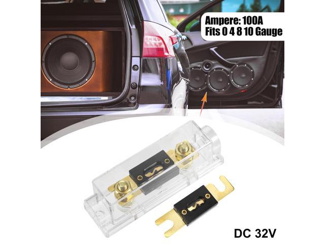 1 Set Car Audio 0 4 8 Gauge Inline ANL Fuse Holder Clear Transparent Fuse Block with 2pcs 100A Fuse
