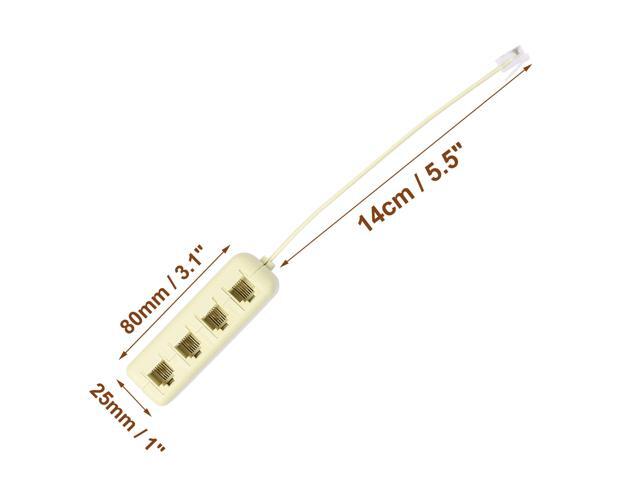 RJ11 6P4C 1 Male to 4 Female Converter Telephone Splitter Adapter Cable Beige