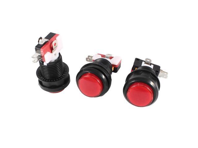 3 Pcs Panel Mount 3 Pole SPDT COM NC NO Red Push Button Momentary Switch AC 100-240V