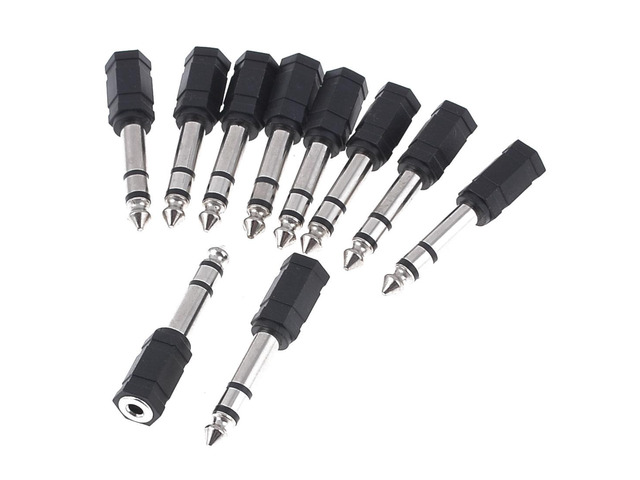 10 Pcs 3.5mm Stereo Male to 6.35mm Female Socket Audio Adapter Converter
