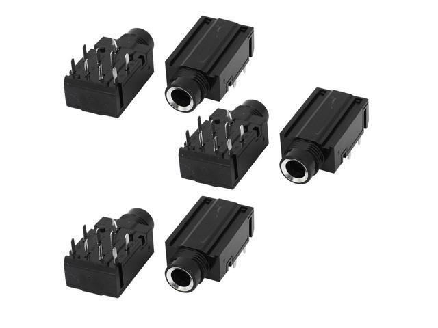 Unique Bargains 6 Pcs 9 Pins 1/4' 6.35mm Stereo Socket Headphones Jack PCB Panel Mount Adapter