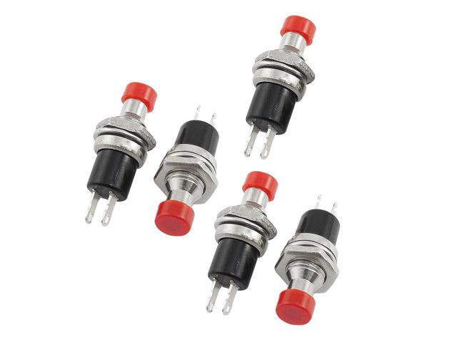 5 Pcs Red Momentary Panel Mount Pushbutton Switch AC 125V 3A 250V 1A