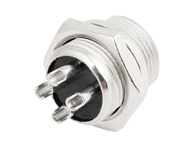 Radio 4 Pin Male 16mm Thread XLR Chassis Mount Microphone Connector Adapter