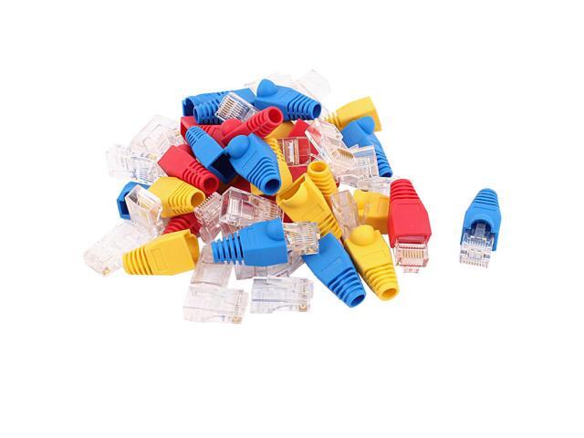 Unique Bargains 30pcs 8P8C Cat6 Patch RJ45 Shielded Modular Plug End Adapter w Boot Protector