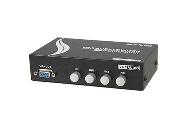 Unique Bargains HD 15 Pin VGA Ports In Audio Splitter Switch Box Black