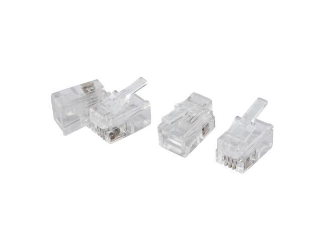 Unique Bargains 4 Pcs 4 Pin Male RJ10 Jack Phone Handset Cord Connector Yswhe