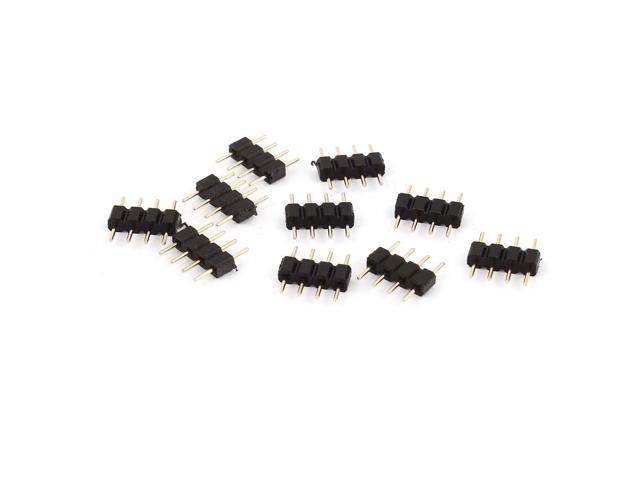 Photos - Chandelier / Lamp Unique Bargains 10 Pieces 4-Pin 10mm Male to Male Connector Black for RGB LED Strip Lights 