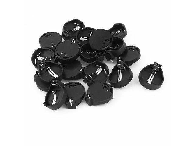 20 Pcs Black Plastic Housing Round Button Battery Holder Case 3V for CR2032 2025