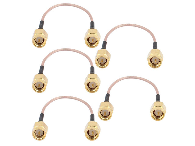5 Pcs Gold SMA Male to SMA Male Adapter Connector RG178 Coaxial Cable 10cm