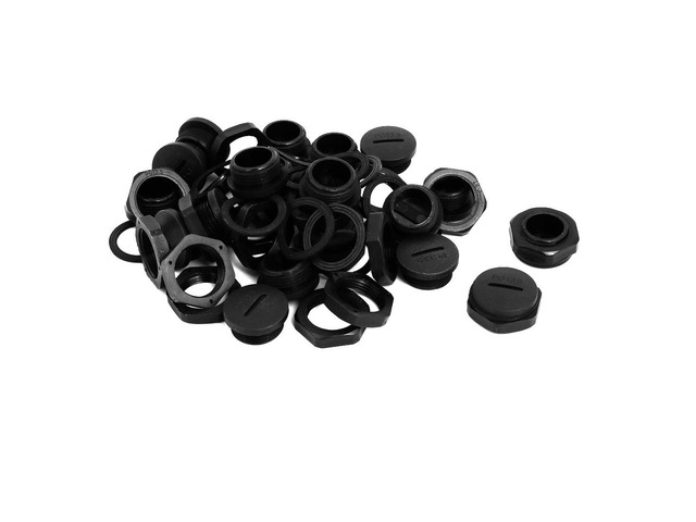 PG13.5 Nylon Male Threaded Cable Gland Screw End Cap Cover Black 20pcs
