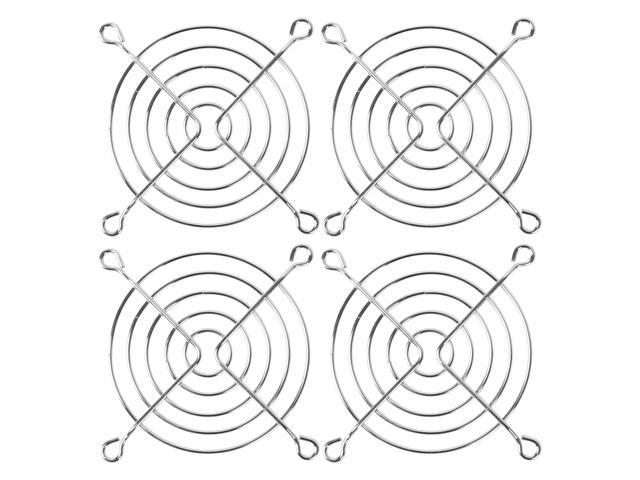 80mm x 80mm Metal PC Computer Fan Grill Finger Guard Protector Silver Tone 4Pcs