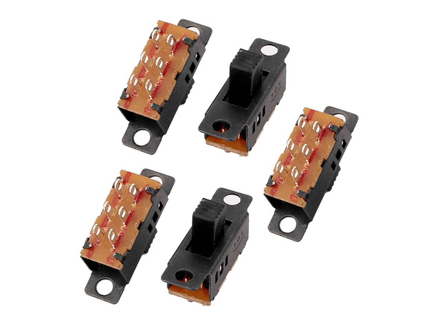 5Pcs 3 Position 6P DPDT Micro Miniature PCB Slide Switch Latching Toggle Switch