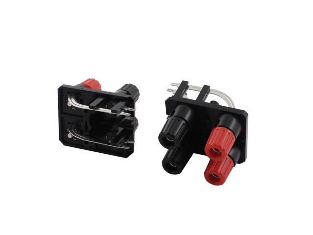 Unique Bargains 2 Pcs 2 Row 4 Position Cable Clip Socket Screw Type Speaker Terminals