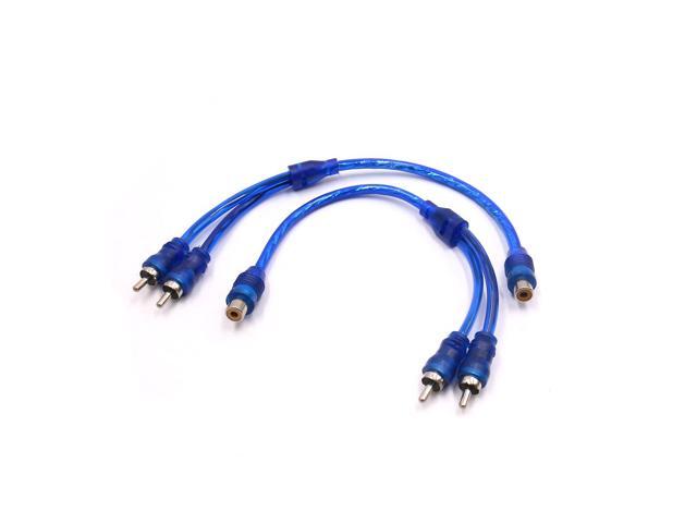 2Pcs 10.5 Inch Long Female to 2 Male RCA Splitter Adapter Car Audio Y Cable Wire