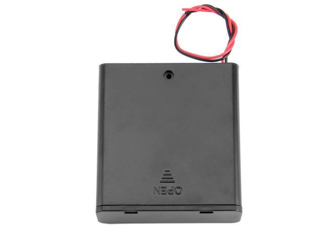 Unique Bargains 10 Pcs 6V Battery Case Storage Box 4 x 1.5V AA Batteries ON/OFF Switch w Cover
