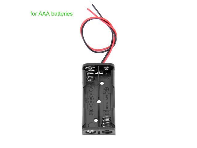 5Pcs 2 x 1.5V AAA Battery Holder Storage Box Wire Leads Black Plastic