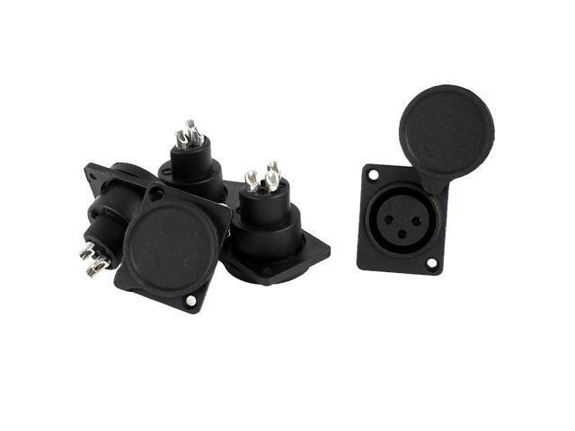 Plastic Cover XLR Female Jack Panel Mounted Chassis Connector Adapter 5 Pcs