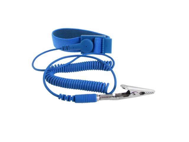 Unique Bargains Anti-static Wrist Band Grounding Sky Blue Elastic Coiled Cable