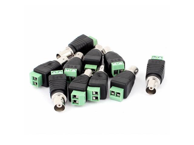 10 Pcs Screw Terminal Coaxial Cat5 to BNC Female Jack Video Balun Connector