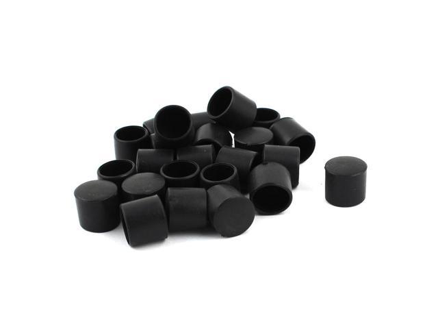 Unique Bargains 24 Pcs Antislip Rubber Round 12mm Dia Chair Foot Cover Table Furniture Leg Protector Balck